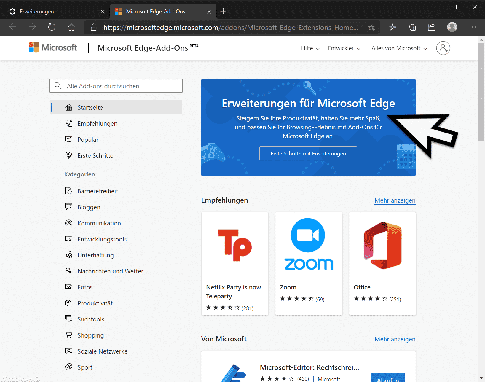 no add ons for edge browser.. Microsoft Community
