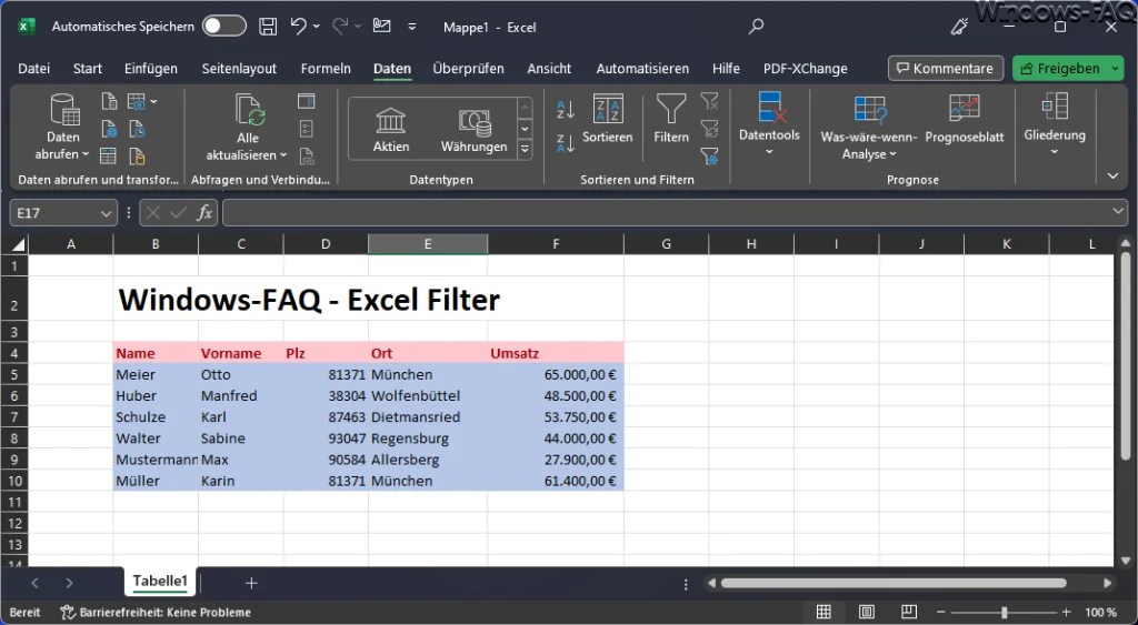 Excel Filter richtig anwenden Windows FAQ