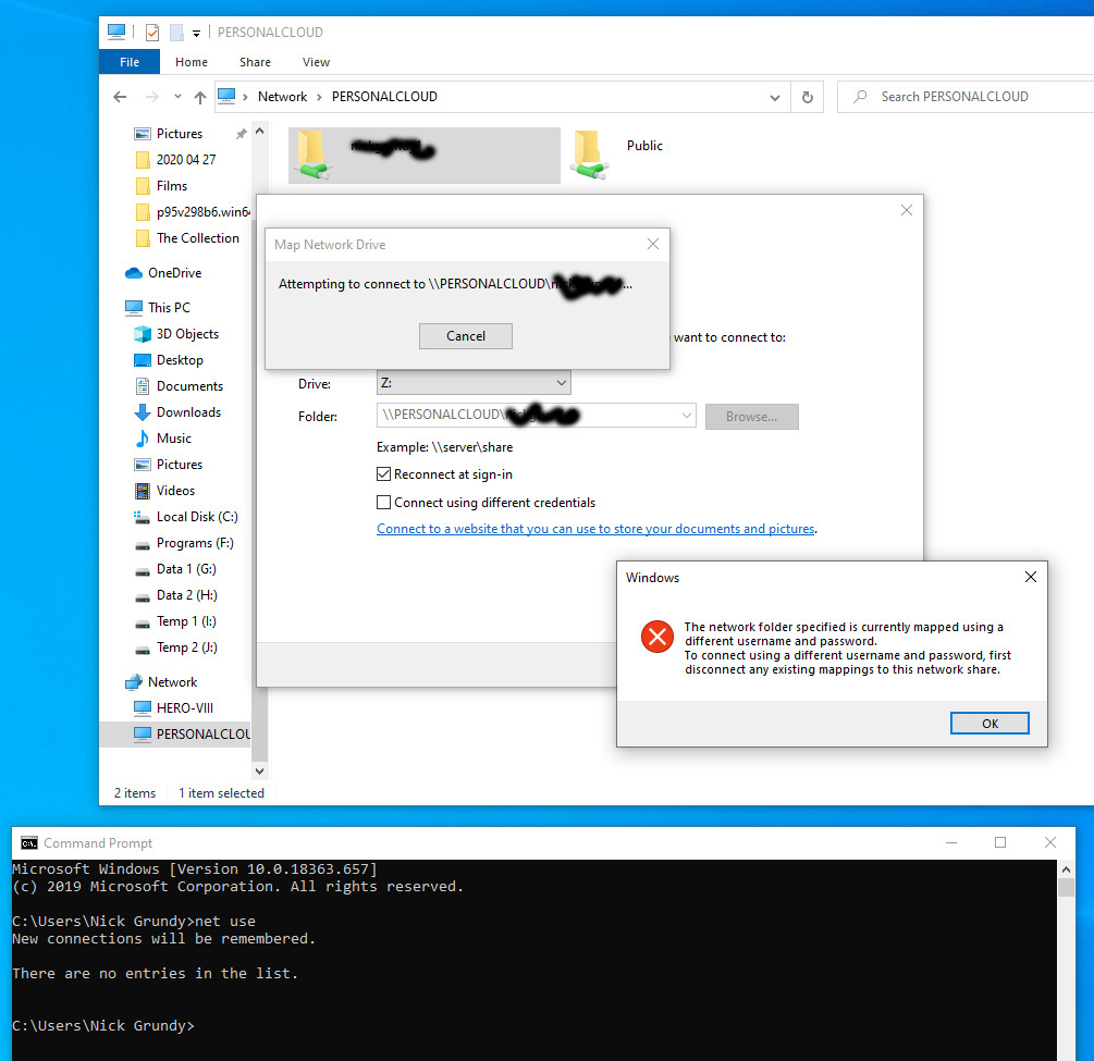 Can not access Network drive private folder. Windows 10