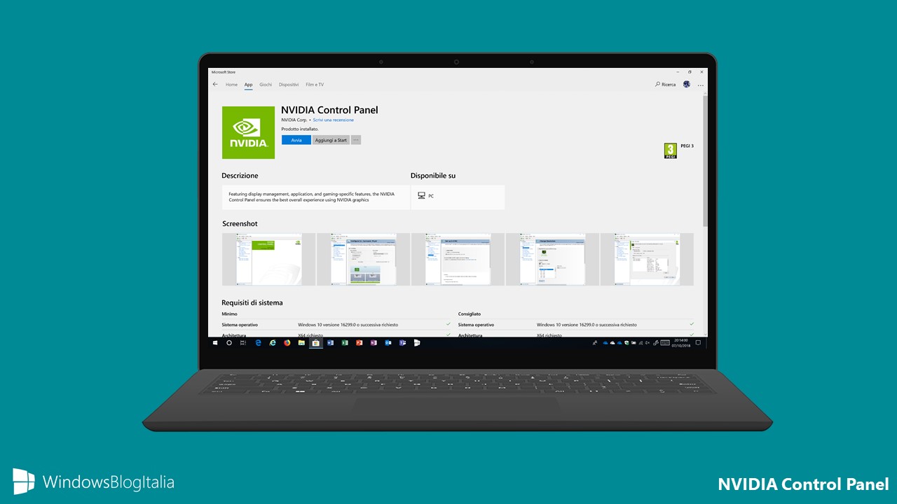 Download NVIDIA Control Panel per Windows 10 dal Microsoft Store