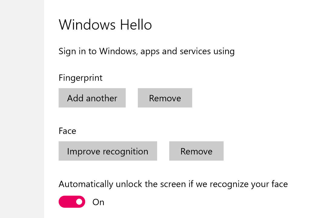 How to use multiple accounts with Windows Hello in Windows 10 Windows