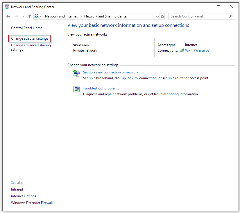 change adapter settings WindowsChimp