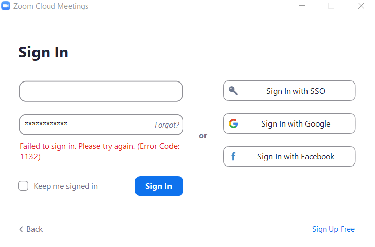 Fix Zoom Error Code 1132 Failed to Sign in or Meeting Fails