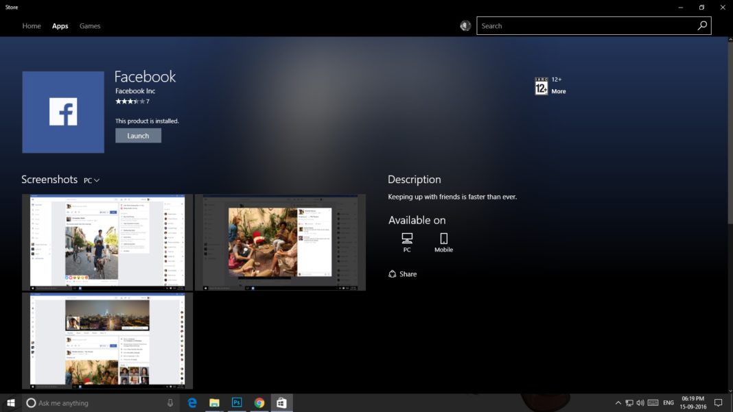 Apps for Windows 10 Facebook