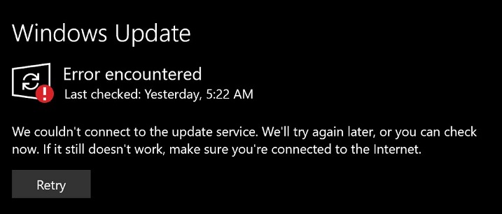Some Windows 10 users unable to connect to Windows Update service