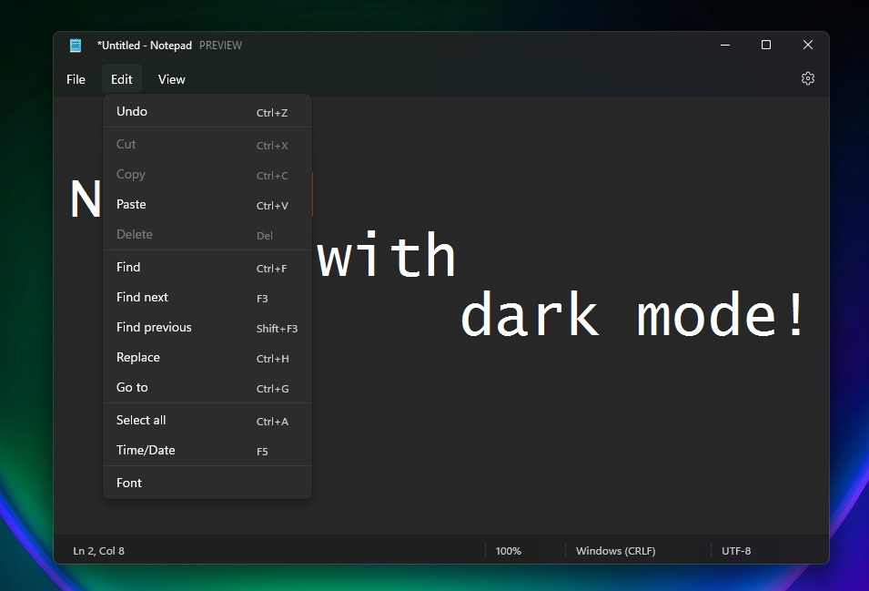 Hands on with Windows 11’s redesigned Notepad app with dark mode