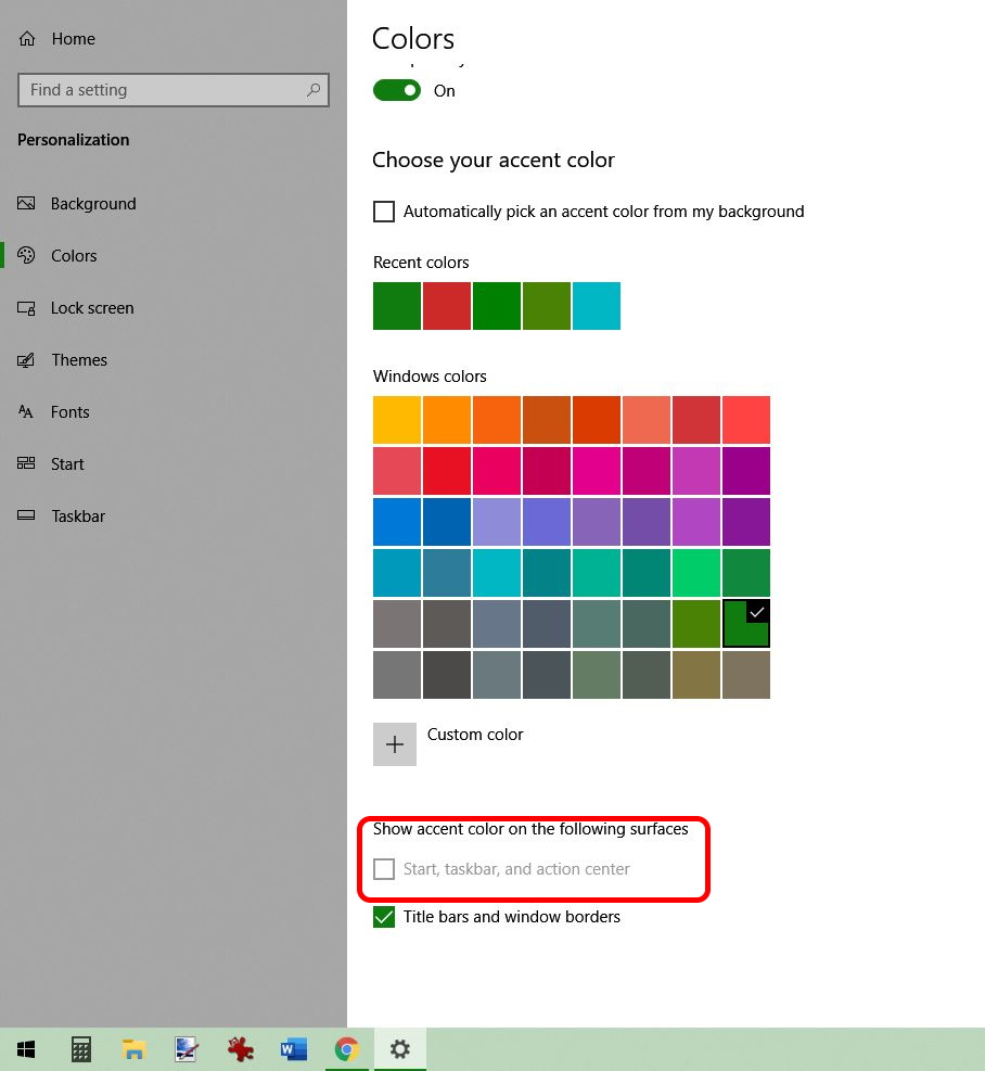 Washed out Taskbar Color