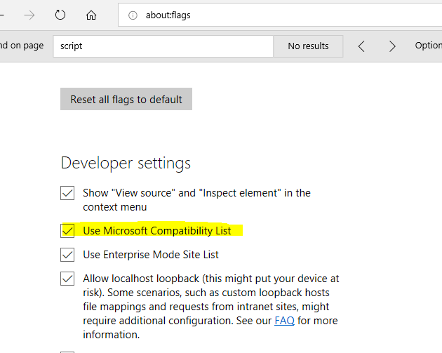 MS Edge Enable Internet Explorer Compatibility Mode