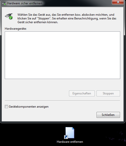Hardware sicher entfernen wiederherstellen