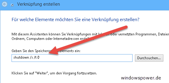 Kachel erstellen für schnelleres Herunterfahren bei Windows 8.1