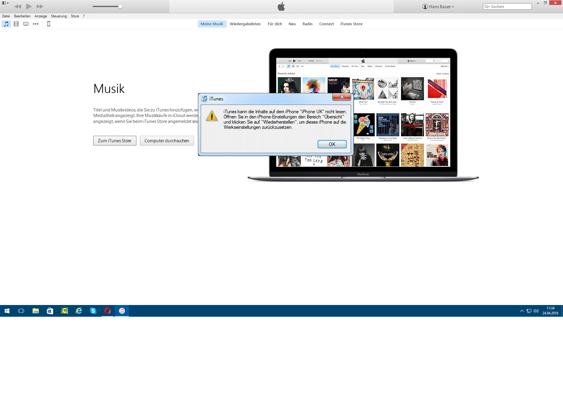 iTunes kann die Inhalte auf dem iPhone nicht lesen " reparieren