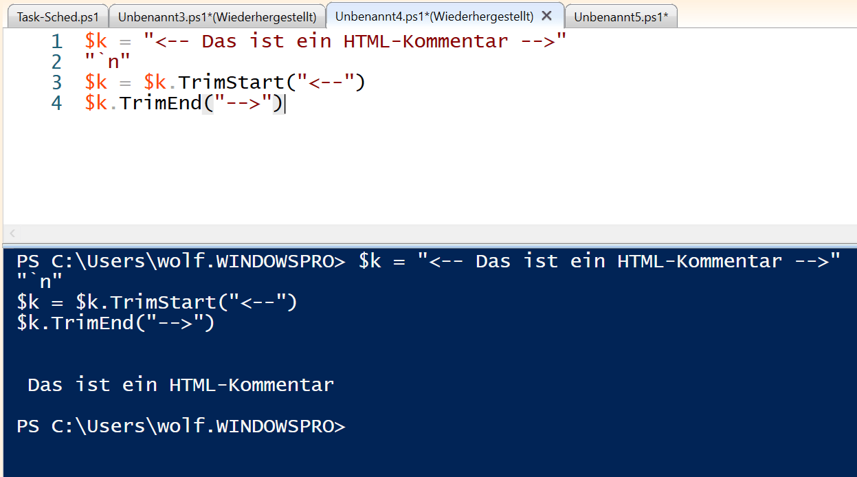 PowerShellTrim Zeichen am Anfang und Ende eines Strings entfernen
