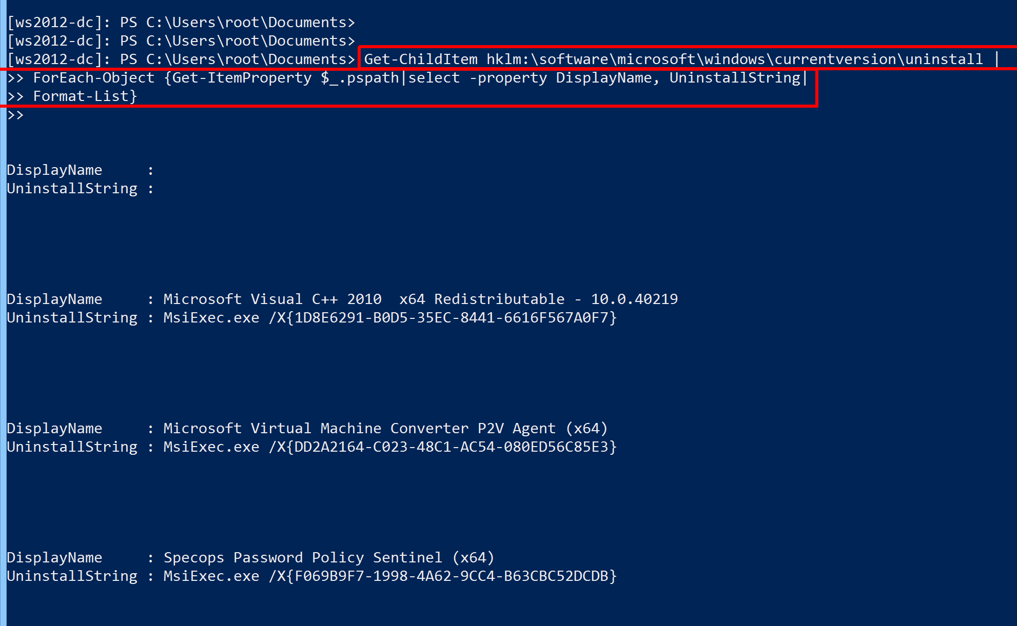 Programme deinstallieren unter Windows Server Core WindowsPro