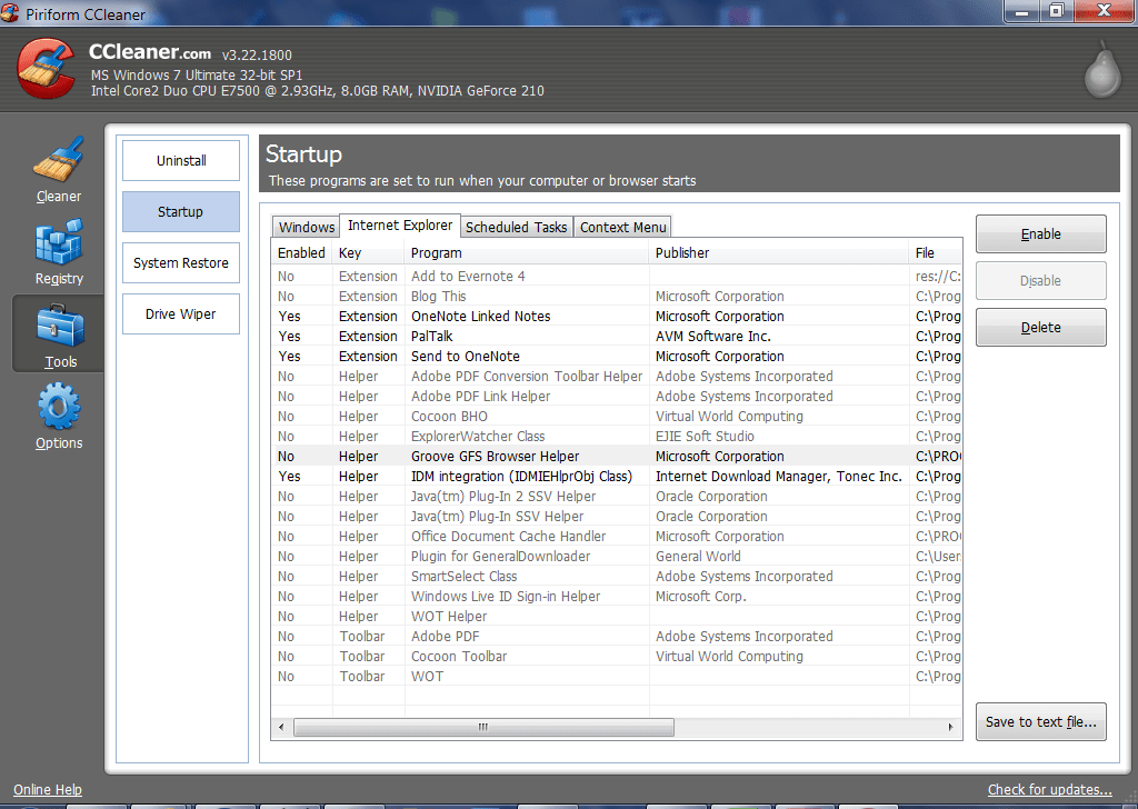 How to Remove Explorer Startup Items using CCleaner