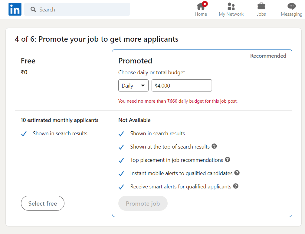Pricing and Budget of LinkedIn Job Posting Cost 7 Steps