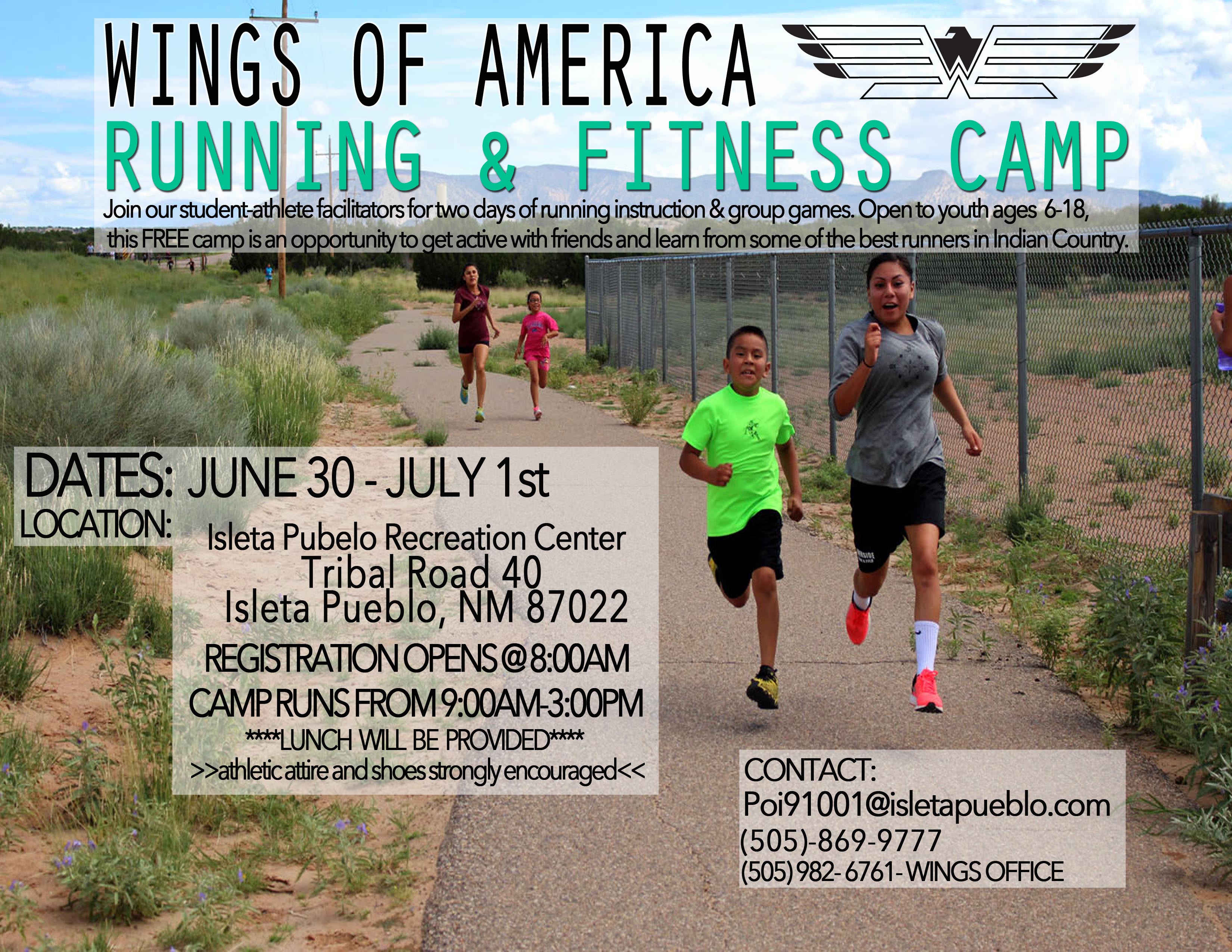 Running & Fitness Camp Pueblo of Isleta, NM Wings of America