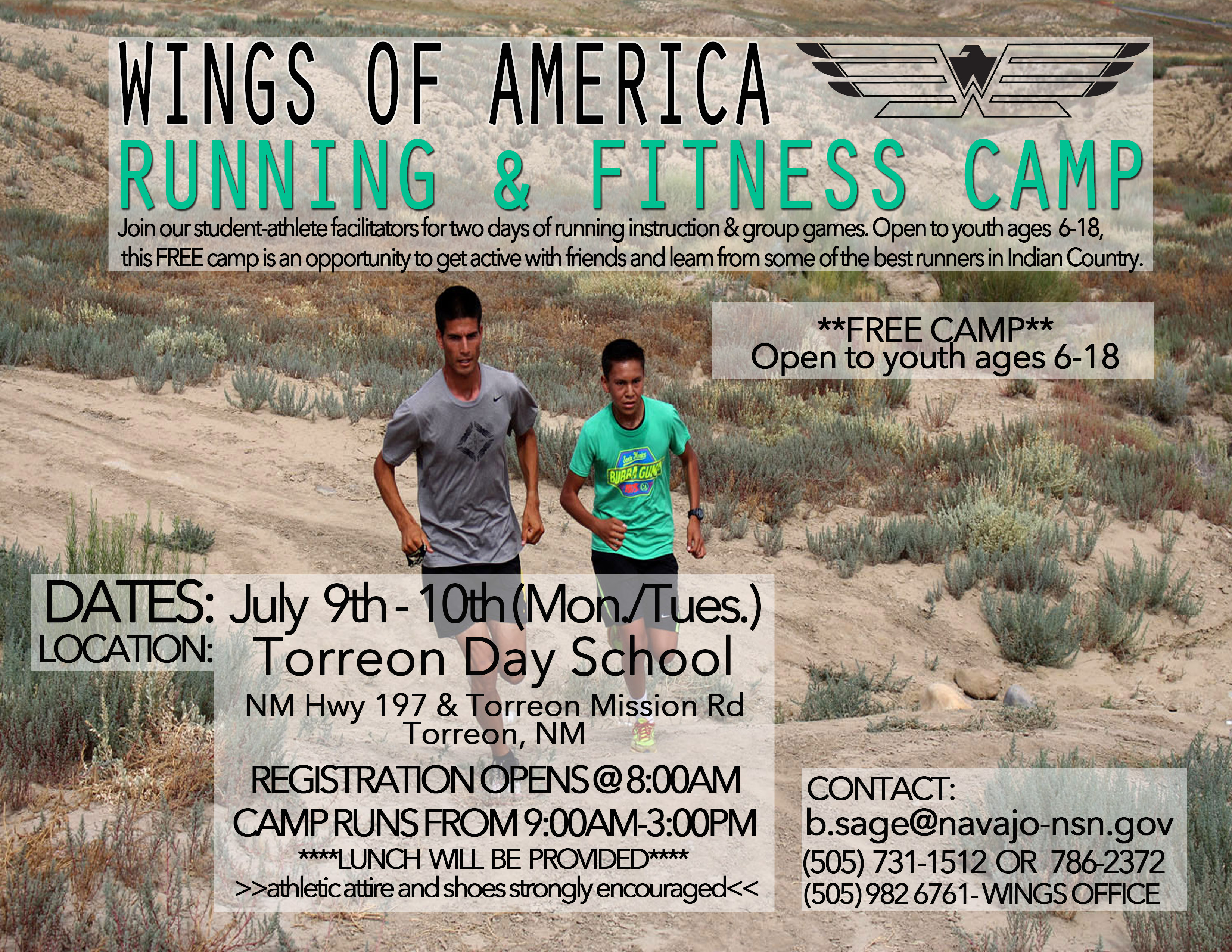 Running and Fitness Camp Torreon, NM Wings of America