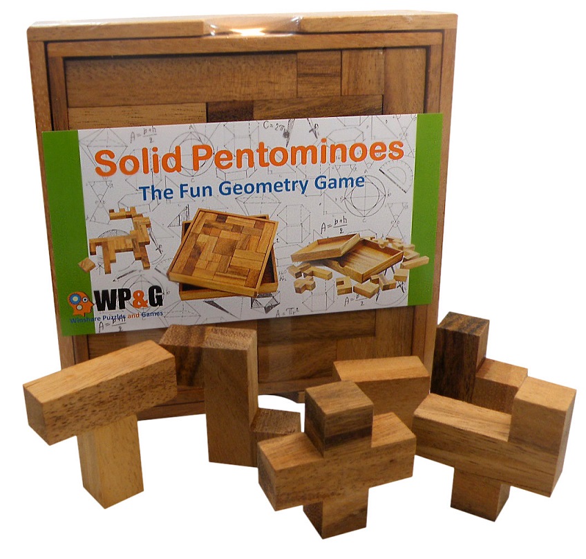 Solid Pentominoes Wooden Brain Teaser Puzzle