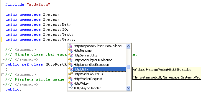 The POST operation shown in the C++ Http post request program example