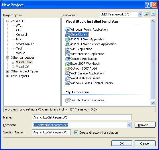 The information on how to create the VB asynchronous Http Get