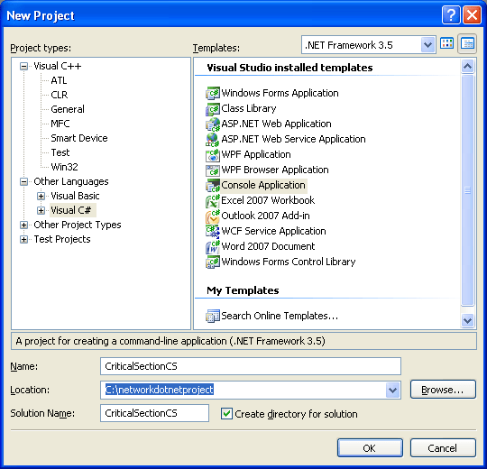 The C and VB critical section program examples using Visual