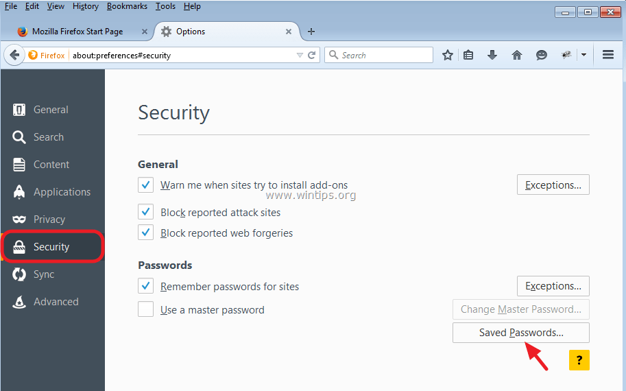 How to view saved passwords in Firefox.