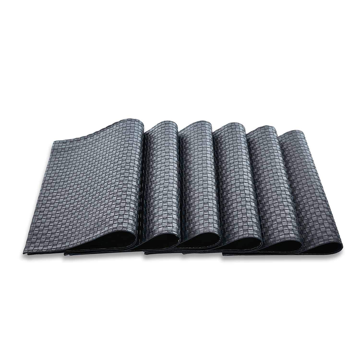 Wintop Faux Leather Placemat, 13″X18″, Set of 6, Black Wintop Thymat