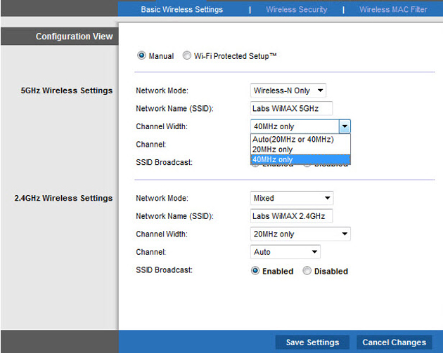 Router Channel Width WirelesSHack