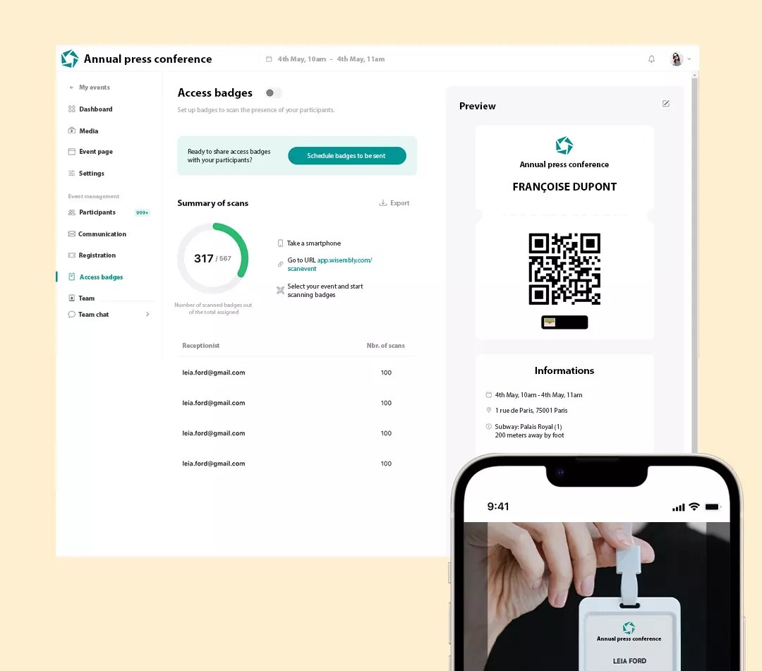 Access control with QR Code Wisembly