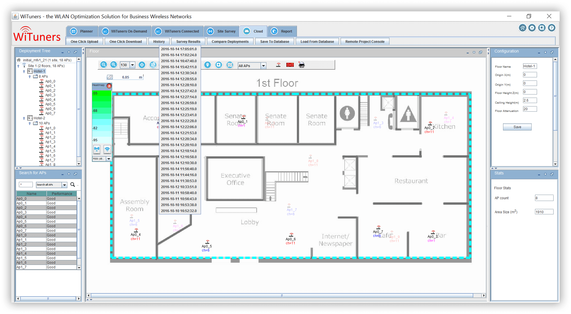 WiFi planning software for maximum capacity of WLAN WiTuners Planner