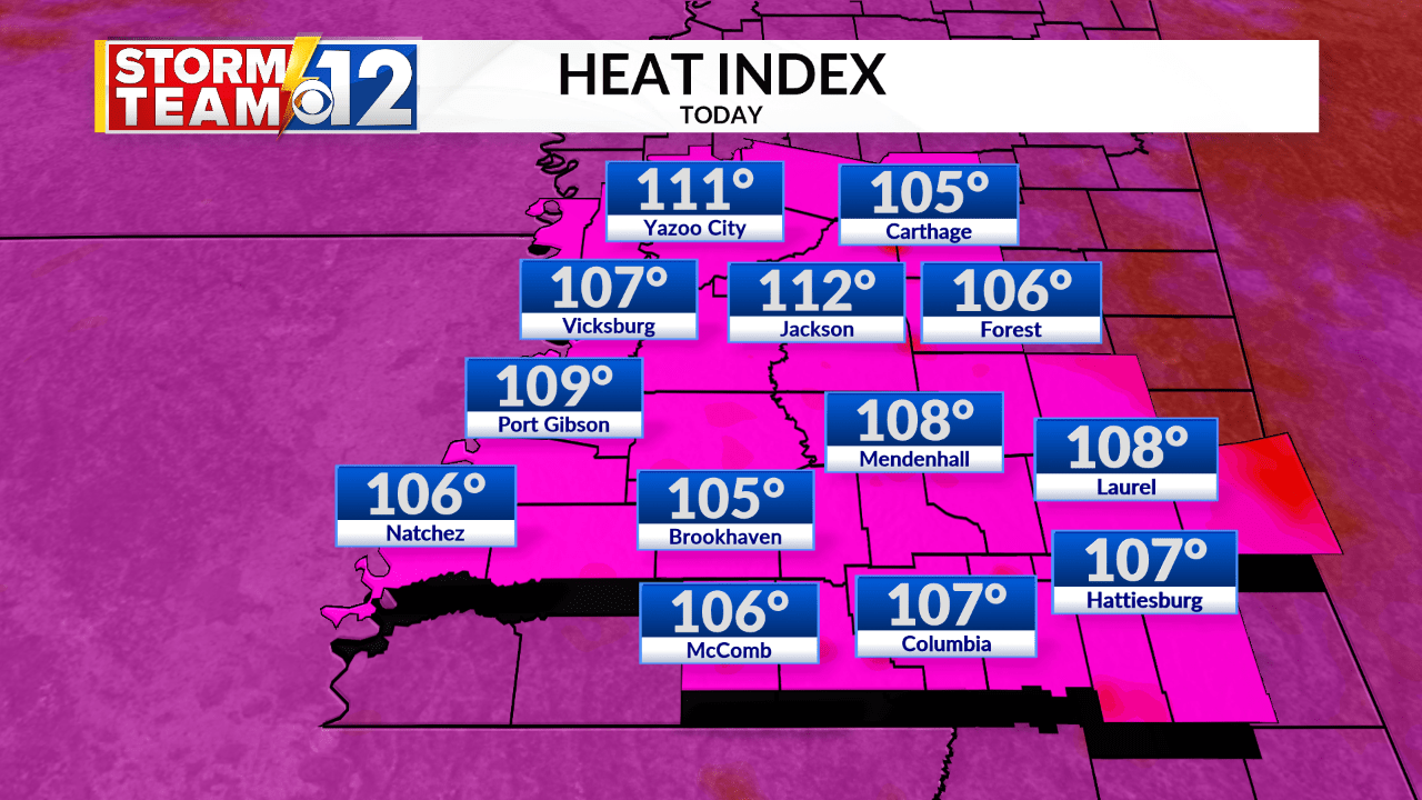 Excessive Heat Warning includes Vicksburg and Delta for Monday
