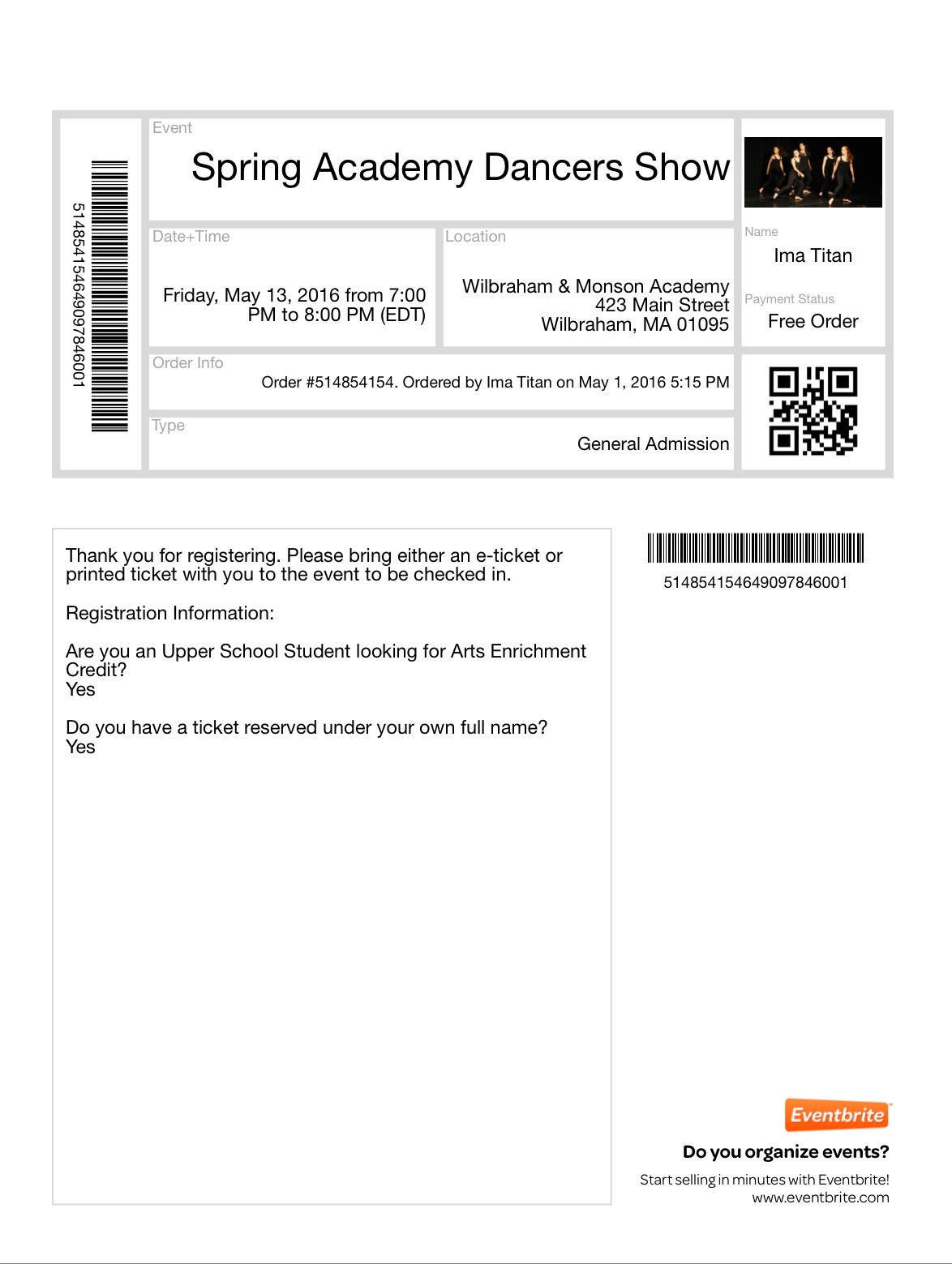 Box Office & Ticket Instructions Wilbraham & Monson Academy