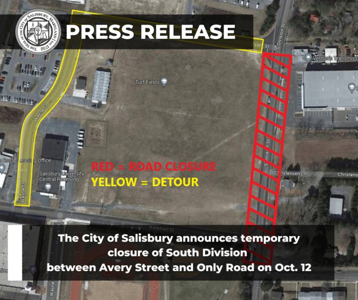 Portion of South Division Street in Salisbury to close Thursday for