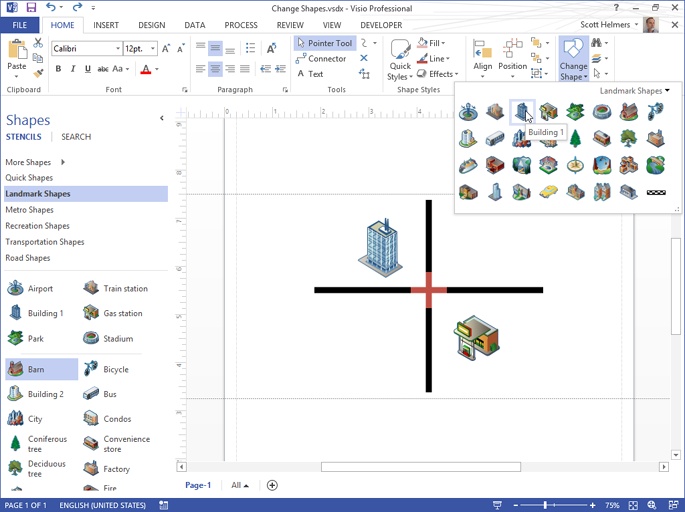 Microsoft Visio 2013 : Creating a New Diagram - Replacing shapes