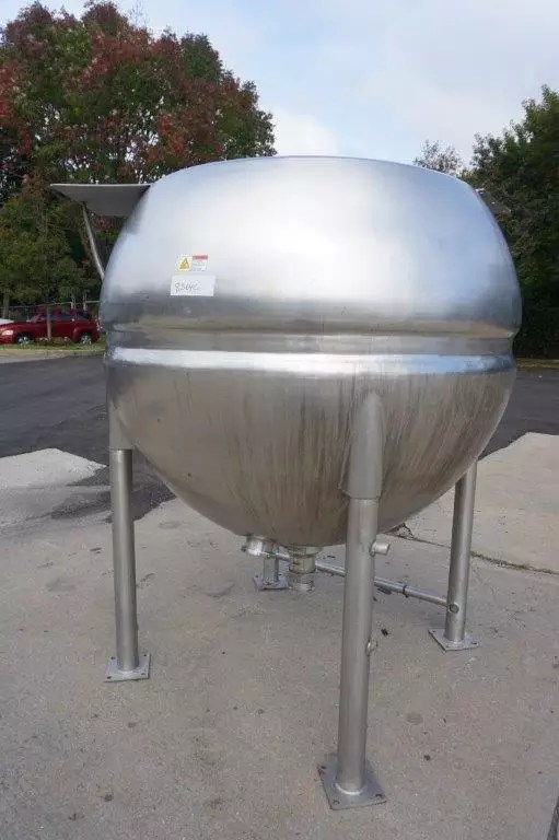 500 Gallon Spherical Jacketed Kettle, 316 SS Wohl Associates