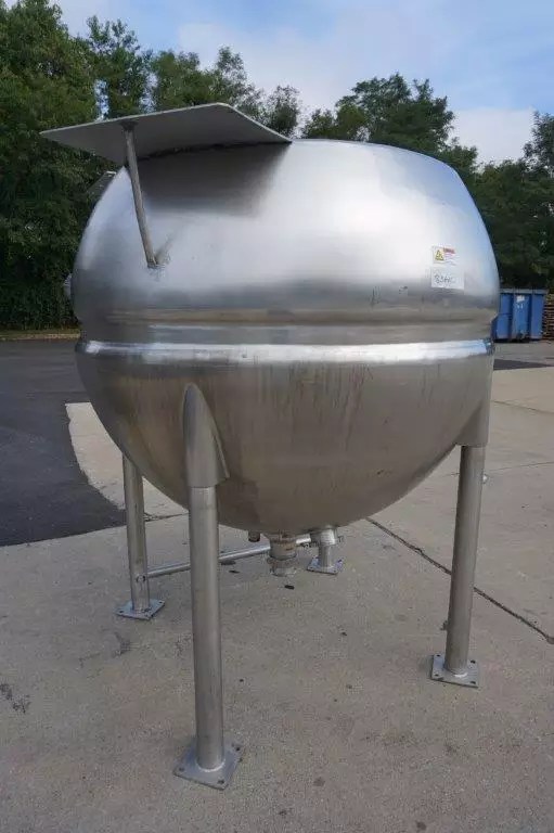 500 Gallon Spherical Jacketed Kettle, 316 SS Wohl Associates