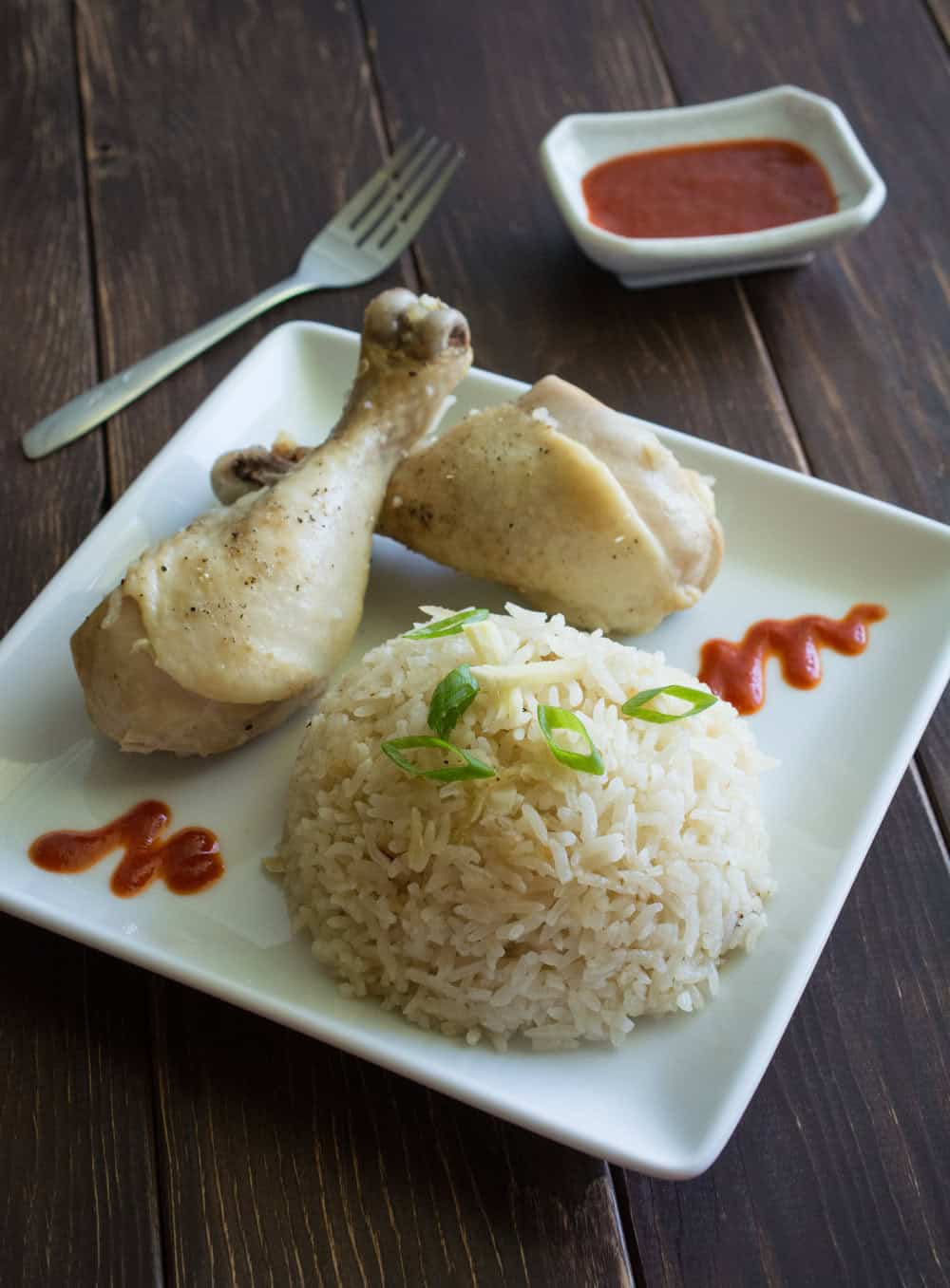 boiled chicken legs and white rice