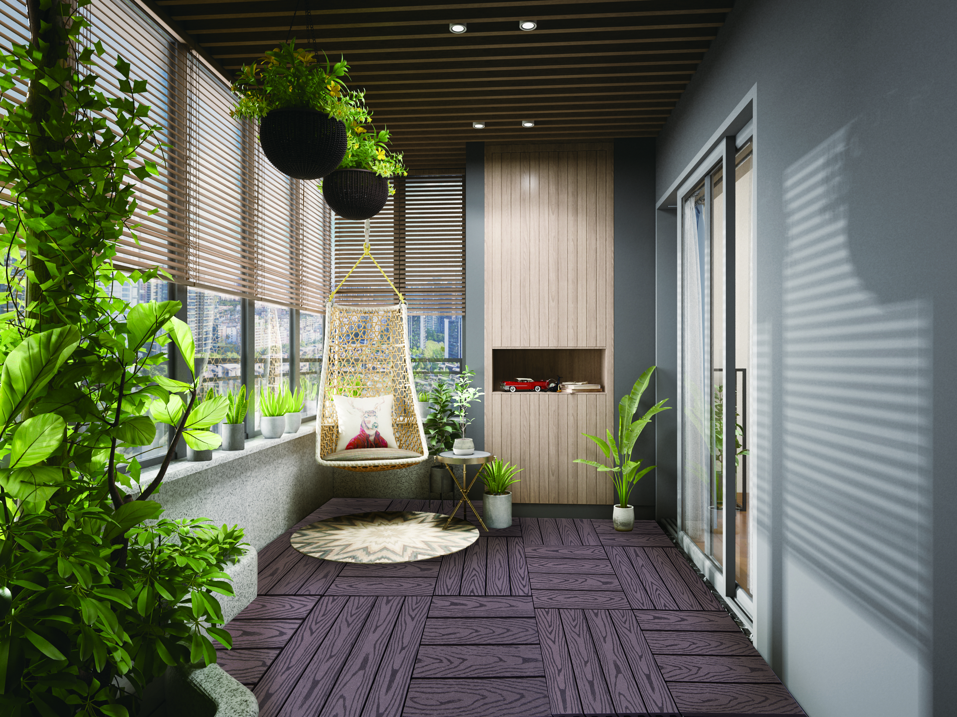 Terrassenfliesen WPC Gartenfliesen Holzoptik Bodenbelag Klick Fliese 1