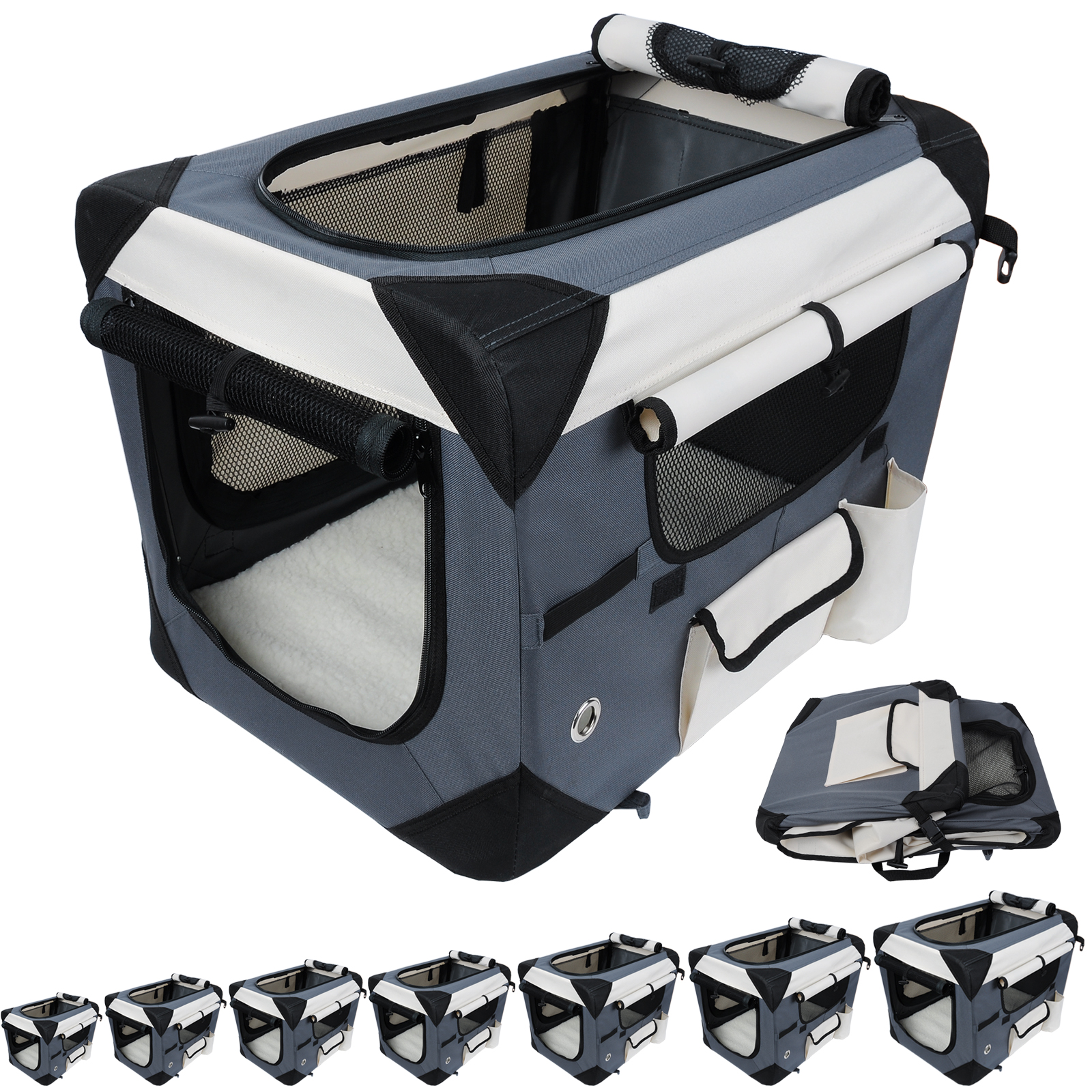 Foldable Dog Cat Cage Crate Canvas Car Transport Travel Basket Pet Cage