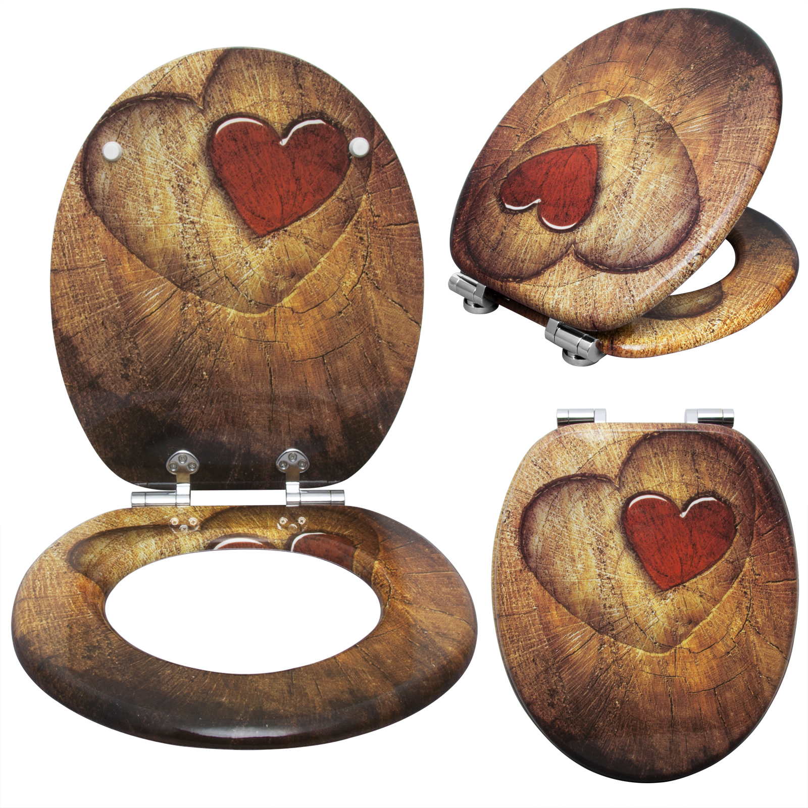 Klodeckel Toilettensitz WC Sitz Klobrille MDF Holz Absenkautomatik