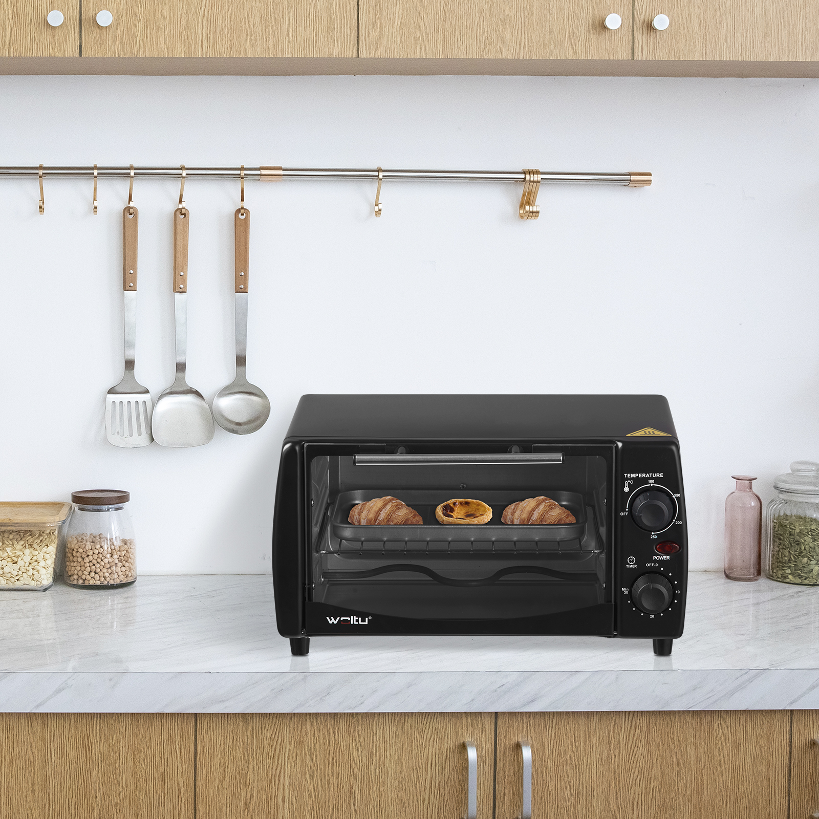 Mini Backofen 12 Liter Pizzaofen Ofen mit Backblech Timer 800W Schwarz BF08sz eBay