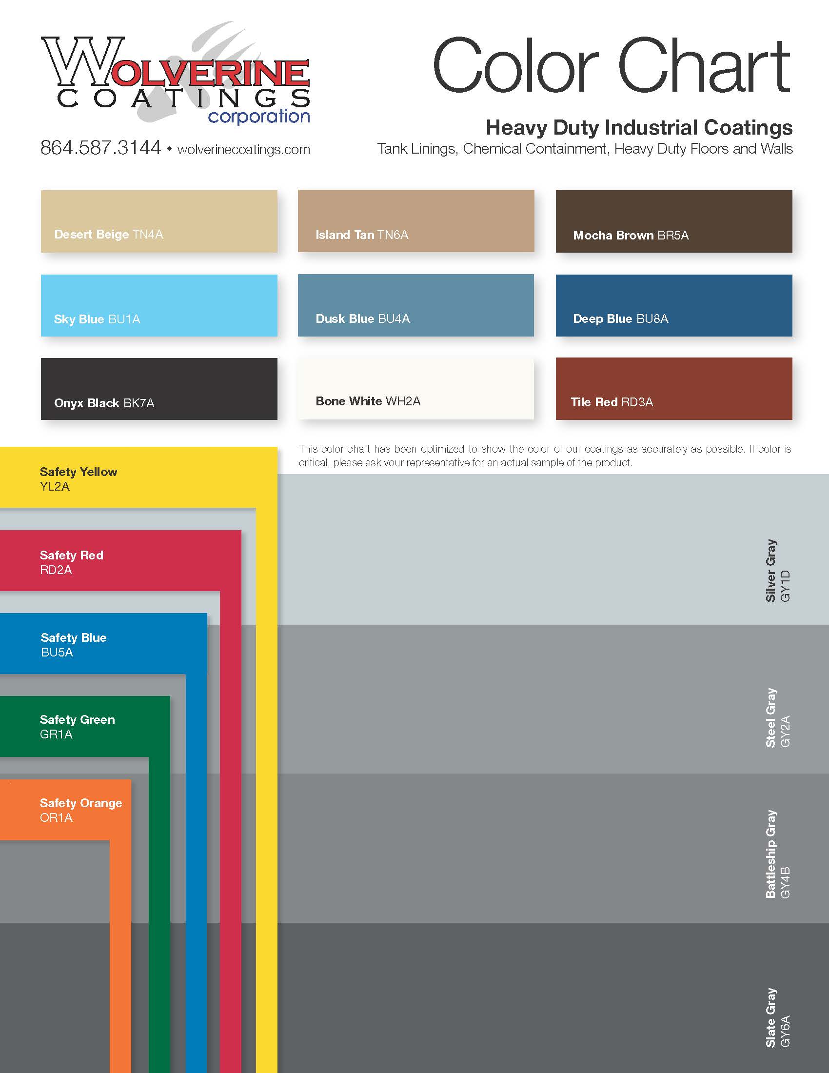 Product Color Charts (PCC) Wolverine Coatings Corporation