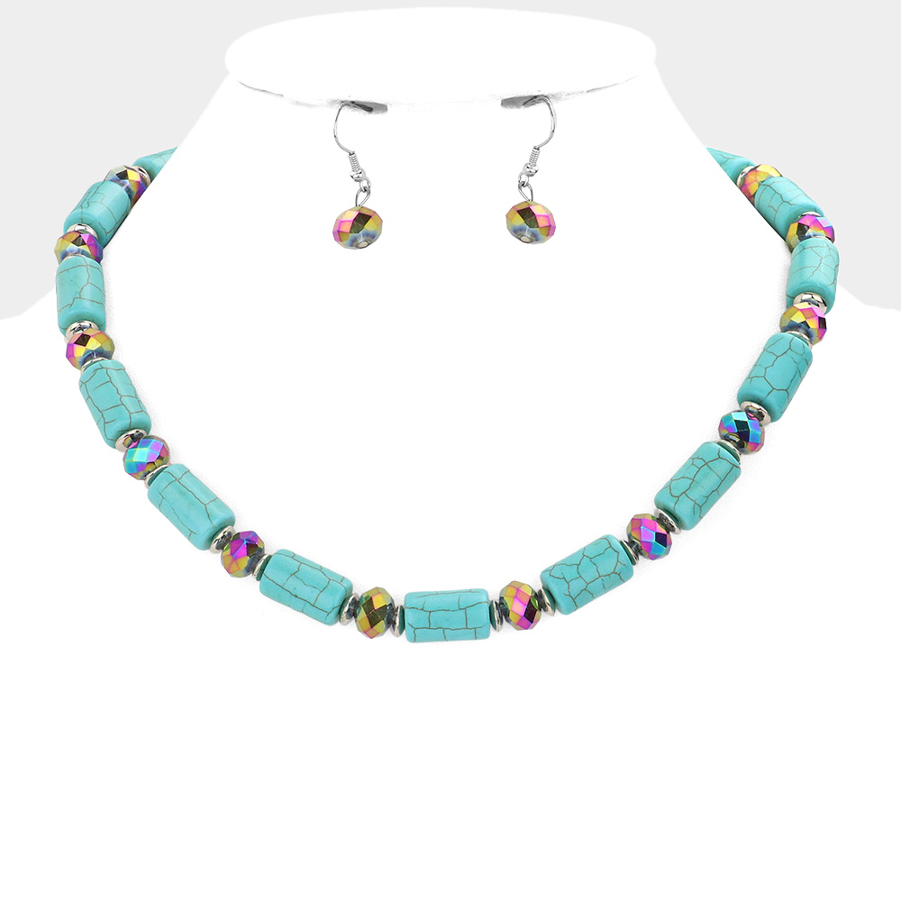 Bead Accented Turquoise Necklace