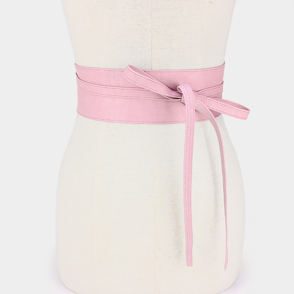 Wide Faux Leather Wrap Belt