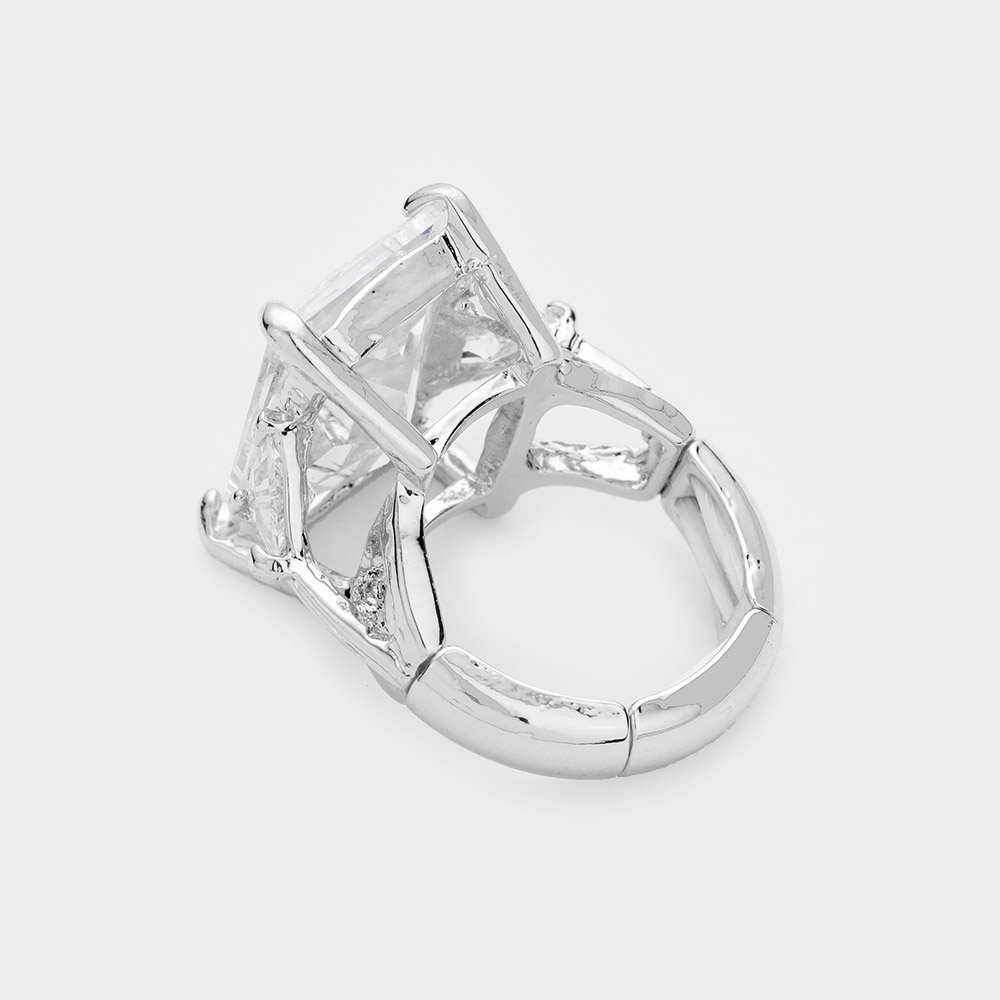 Rectangle Crystal Stretch Ring