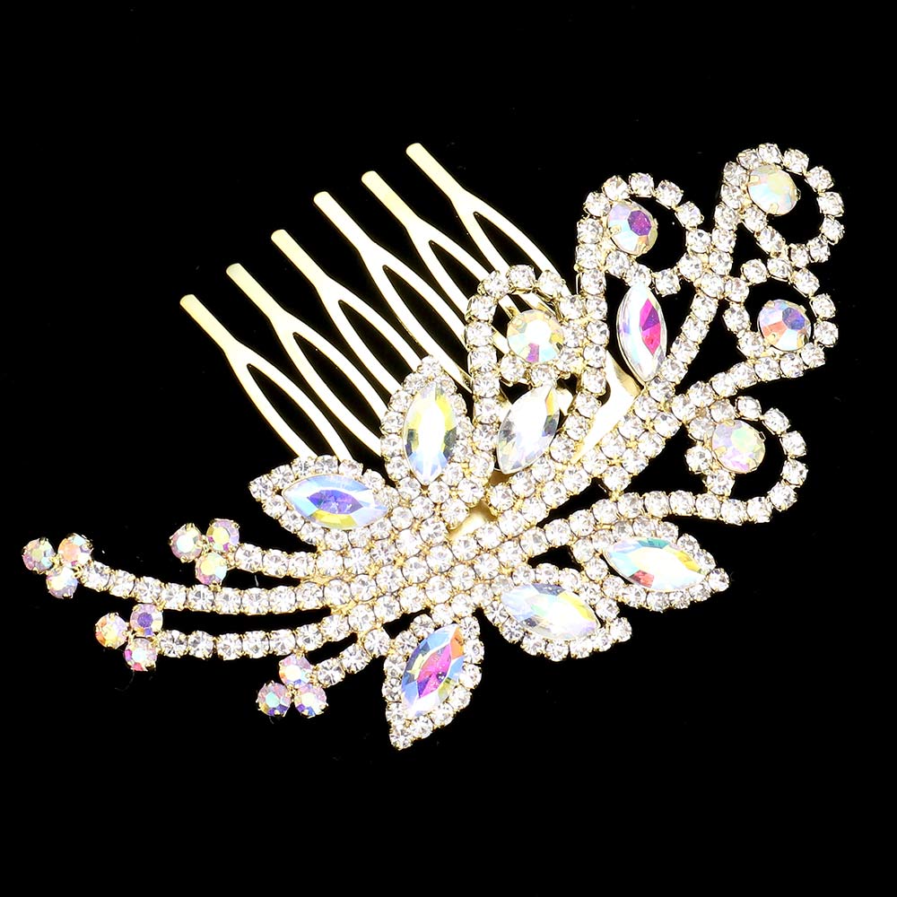 Marquise Stone Sprout Rhinestone Hair Comb