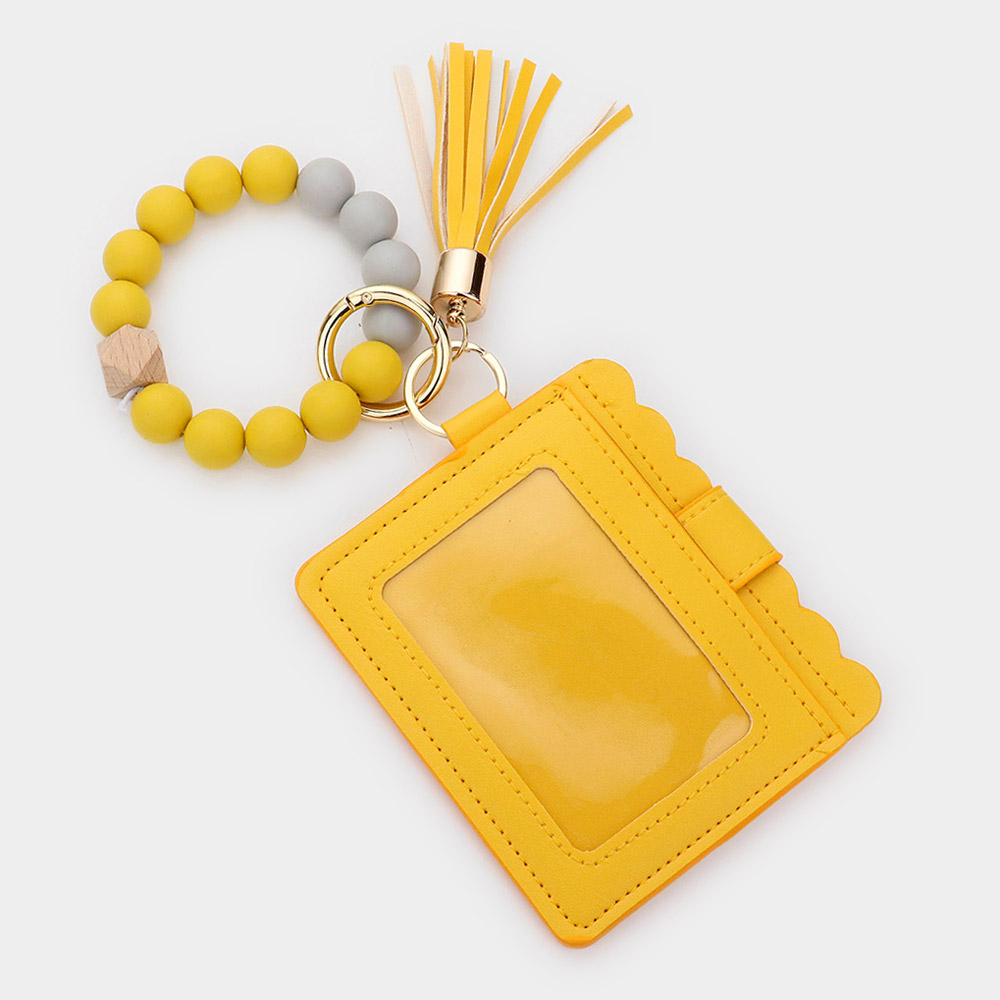 Plain Faux Leather Keychain / Card Holder Wallet