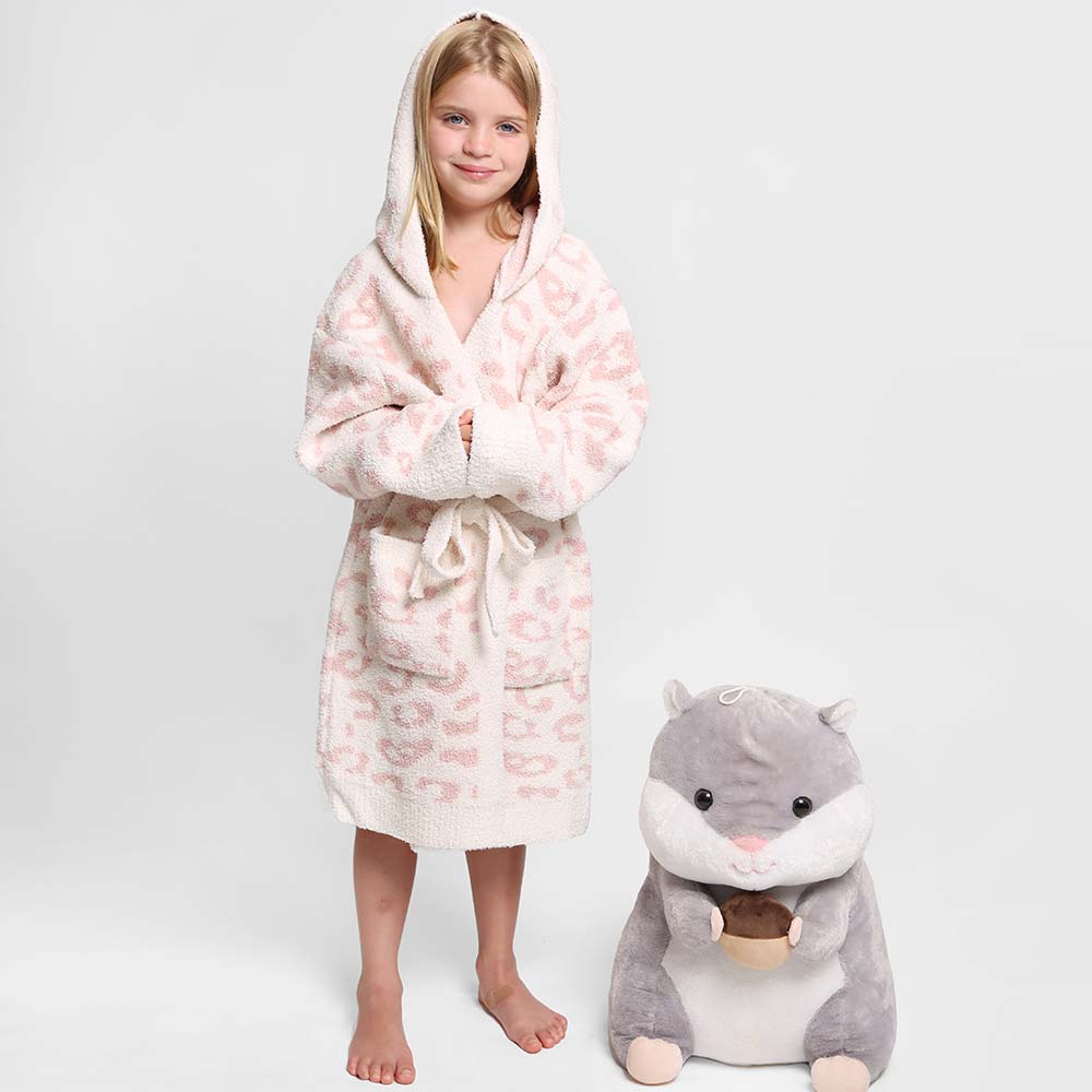 Kids Leopard Print Hooded Cozy Robe