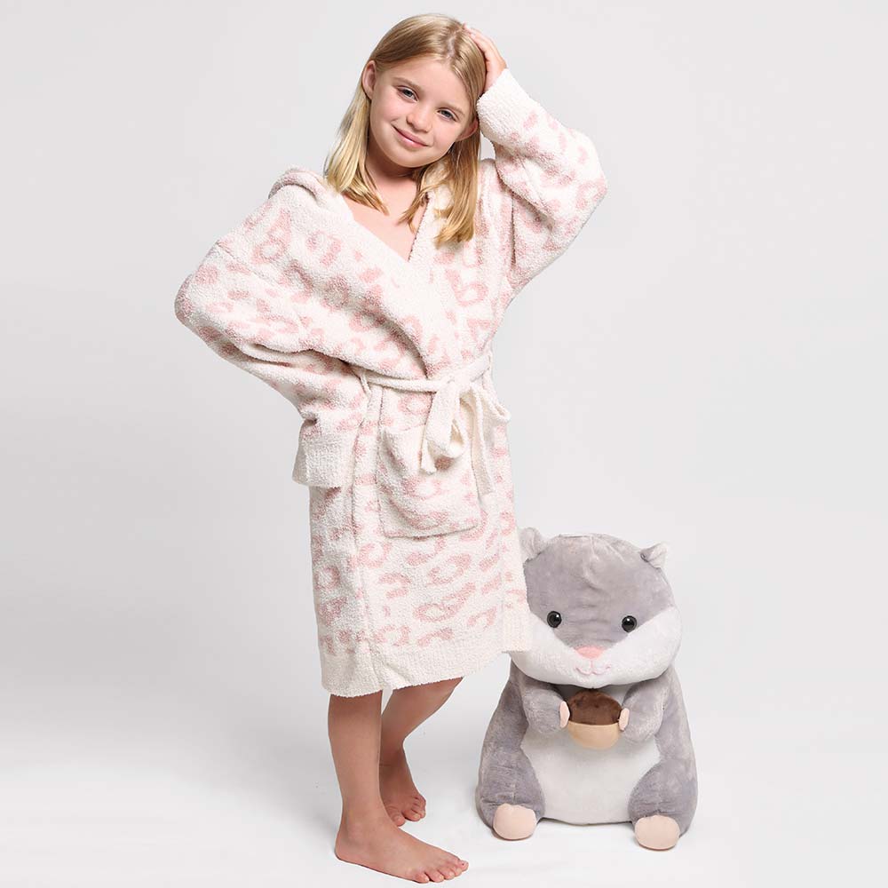 Kids Leopard Print Hooded Cozy Robe