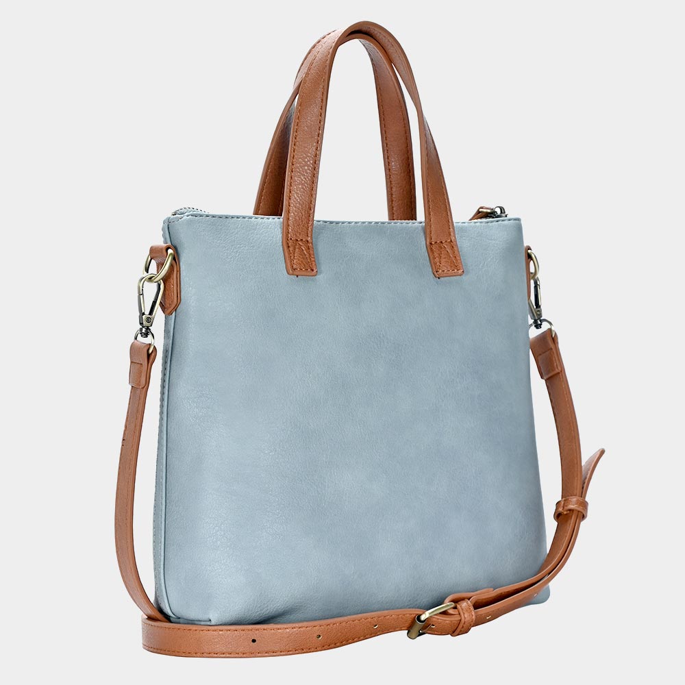 Solid Faux Leather Tote / Crossbody Bag